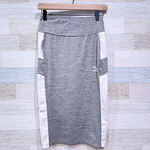 PUMA Athleisure Pencil Skirt Gray White Pull On Stretch Knee Length Womens Small